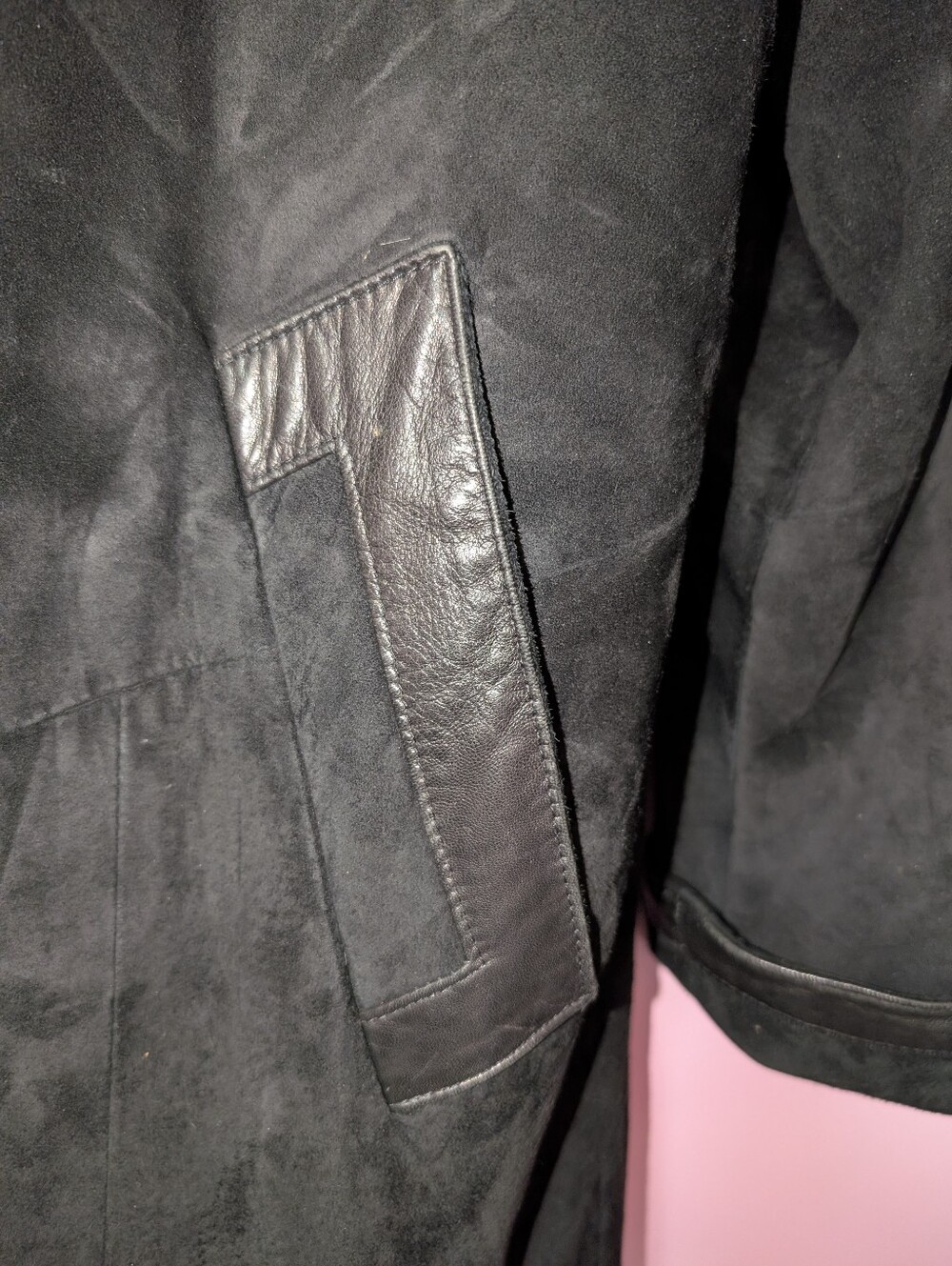 *Sold Vintage Danier Black Suede Trench Coat Fits XL/2X - Picture 6 of 6